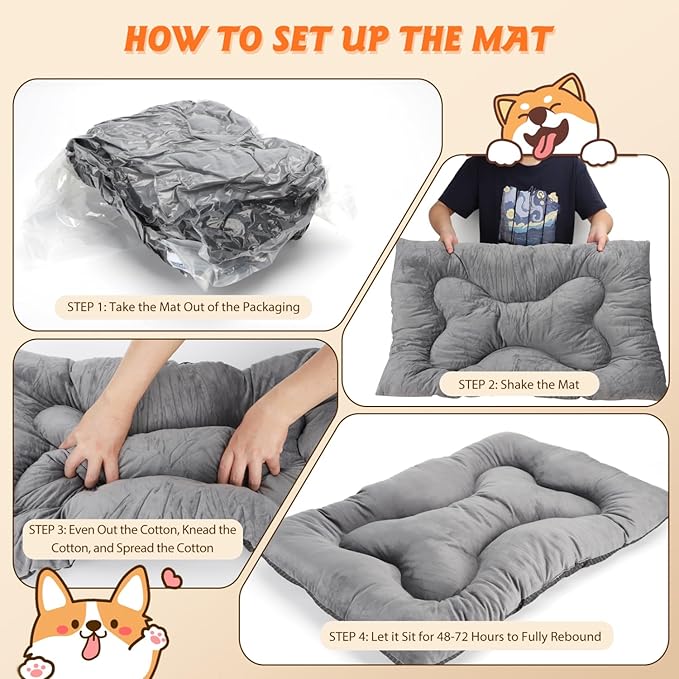 Nobleza Warm Dog Sleep Bed Mat for Cold, Winter Self-Heating Beds Pet Cat Crate Pad Fluffy Comfy Kennel Anti-Slip for Small Medium Dog Kitten, Lightweight Sleeping Dog Travel Mat for Outdoor Indoor