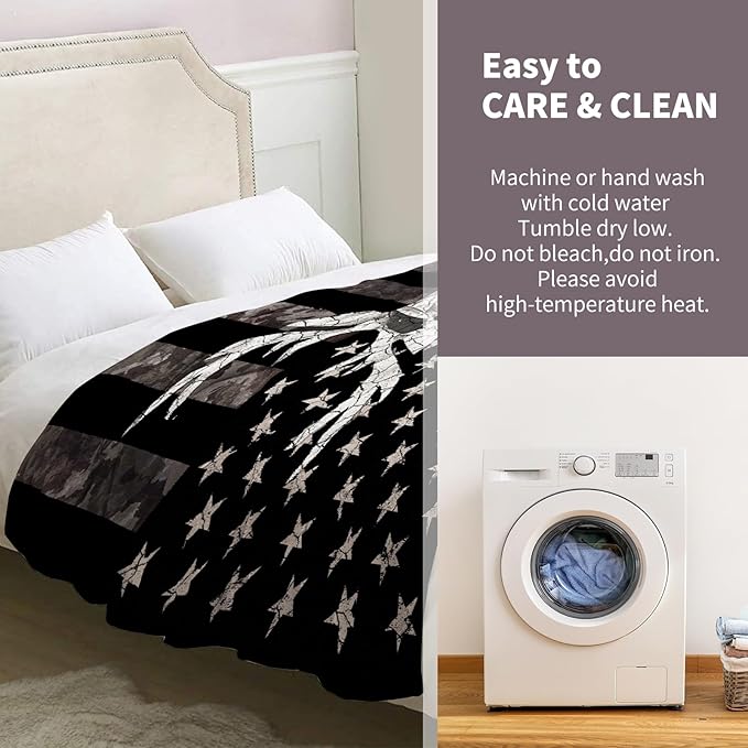 American Flag Deer Blanket Gifts for Boys Men Women Girls Birthday Christmas Valentine Presents US Flag Theme Decor Bedroom Living Room Couch Sofa Bed Soft Cozy Kids Adults Teen Fleece Throws 60"x50"