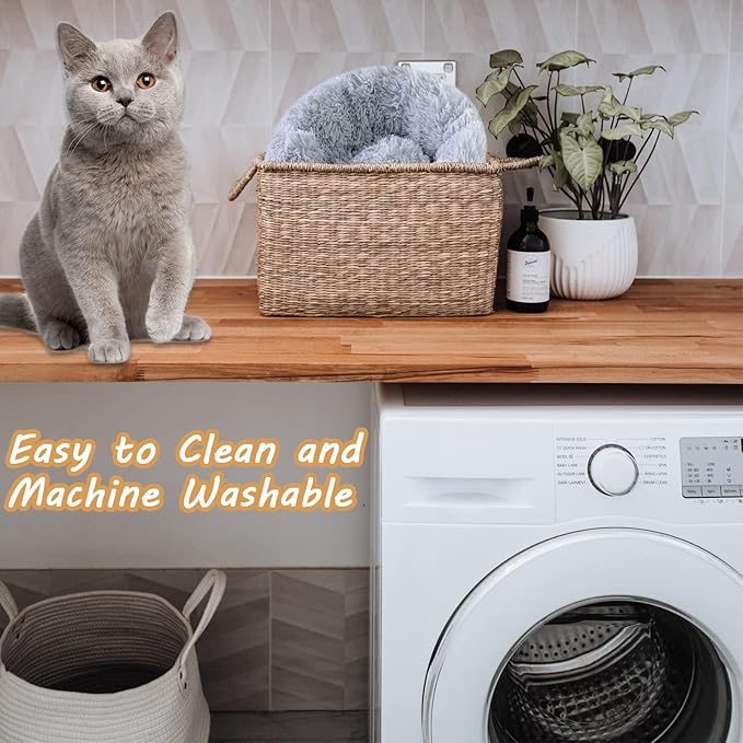 Nisrada Dog Bed for Medium Large Dogs, 36 inch Calming Dogs Bed, Washable-Round Cozy Soft Pet Bed for Puppy and Kitten with Slip-Resistant Bottom