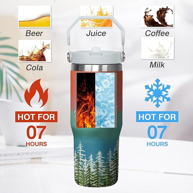 30 Oz Bigfoot Tumbler with Handle and Straw, Insulated Sasquatch Coffee Mug Keeps Drinks Cold & Hot, Double Wall Stainless Steel Wander Cup, Bigfoot Gifts for Men Women, Gifts for Bigfoot Lovers