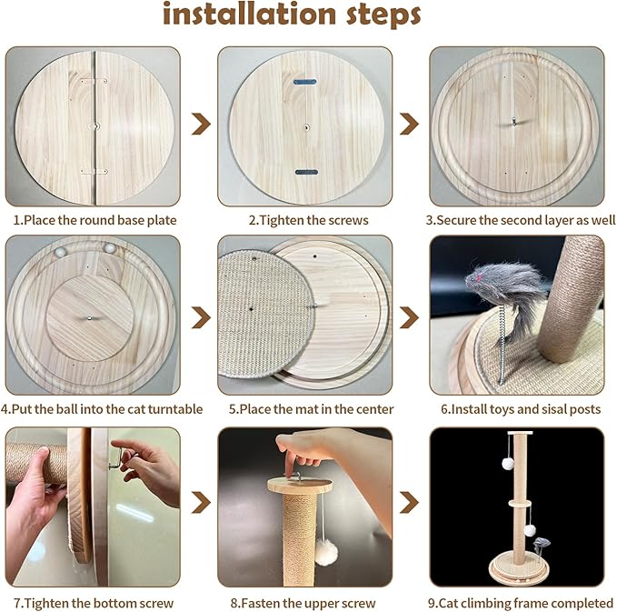 Cat Scratching Post Sisal Scratch Posts with Solid Wood Tracking Interactive Toys Vertical Scratcher,Spring Mouse and Scratch Board Interactive cat Toys for Indoor Cats and Kittens-