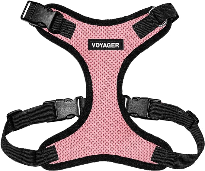 Voyager Step-in Lock Pet Harness - All Weather Mesh, Adjustable Step in Harness for Cats and Dogs by Best Pet Supplies - Pink/Black Trim, XS