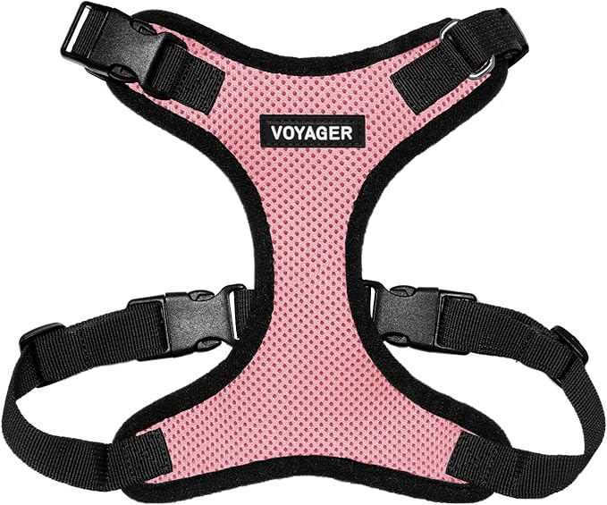 Voyager Step-in Lock Pet Harness - All Weather Mesh, Adjustable Step in Harness for Cats and Dogs by Best Pet Supplies - Pink/Black Trim, XL