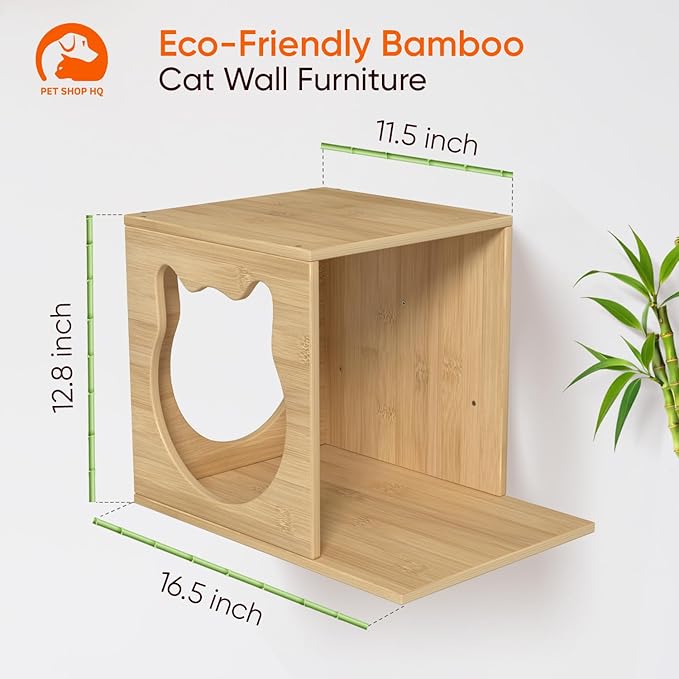 Cat Wall Shelves Furniture for Climbing - Cat House Wall Mounted - Indoor Wooden Floating Cat Furniture - Different Models Including Shelves, Perches, Hammock, Bed, Bridges, Walkways