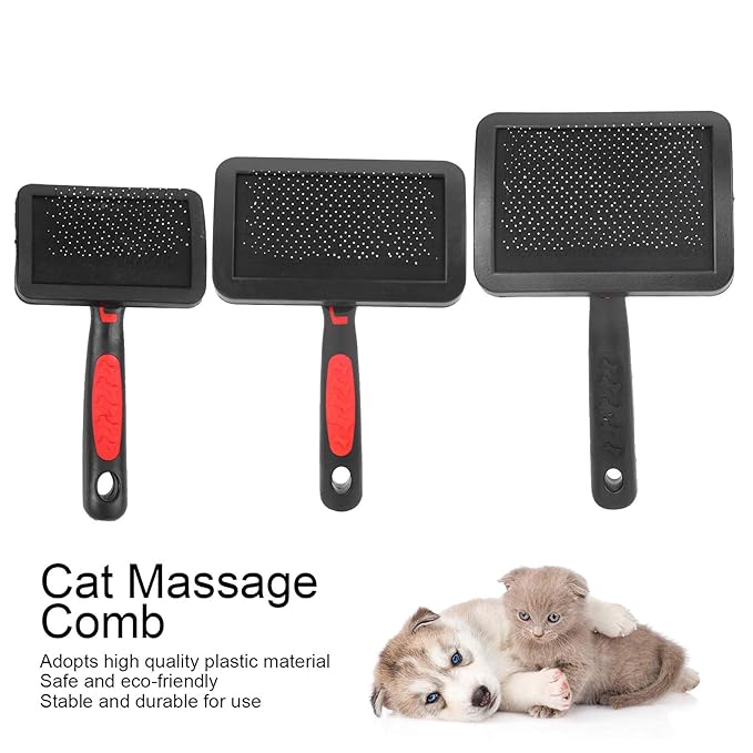 3 Pcs Cat Slicker Brush, Portable Cat Dog Slicker Brush Pet Cat Grooming Brush Massage Comb Set Accessory Easy to Use for Long Short Haired Dogs Cats