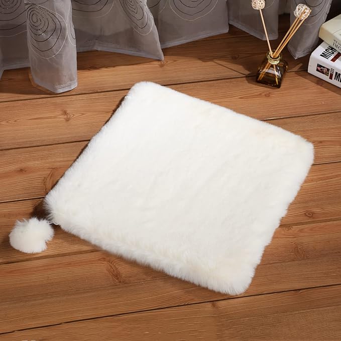 SHENGOCASE 2-Pack 10.6"x10.6" Square Faux Rabbit Fur Cat Dog Bed Cushion Pad Mat, Cat Tree Tower Replacement Cushion Pad, Pad for Window Perch, Cat Dog Carrier House Cage Crate Kennel Furniture