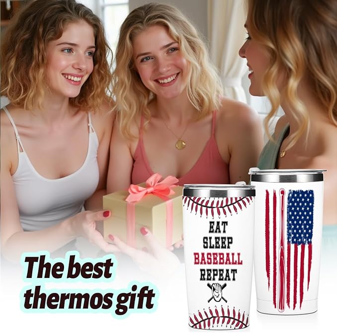 Baseball Accessories 20 oz Tumbler Insulated Tumblers, Christmas Birthday Gifts, Stainless Steel Tumbler Travel Cup, Coffee Cups for Cold Hot Drinks Baseball Lover Gifts for Women Men Mom