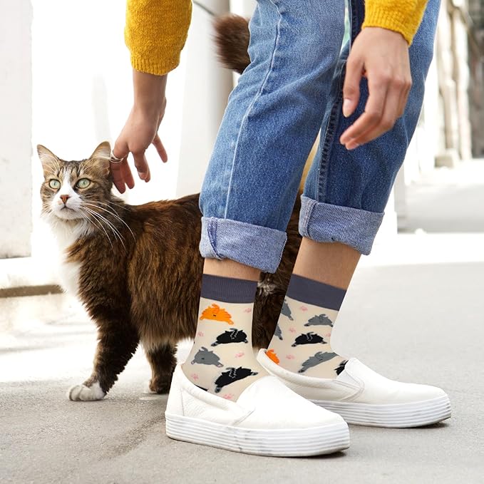 AGRIMONY Funny Cat Dog Socks for Women Teen Girls-Animal Novelty Cute Socks-Mothers Day Cat Dog Mom Gifts Stocking Stuffers