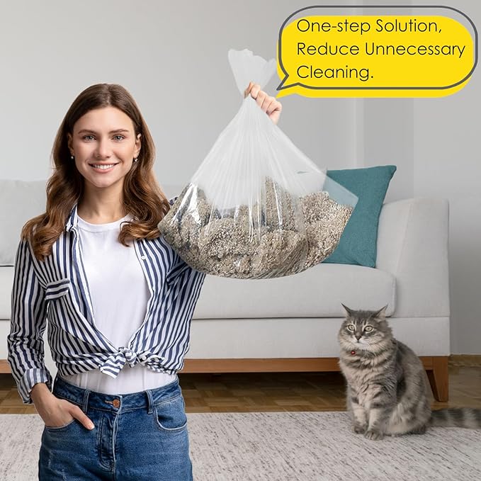 30 Pack Cat Litter Bags,No-Touch Kitty Litter Liners & Pet Waste Bags Compatible with Petsafe Self-Cleaning Cat Litter Box,Replacement Trash Pet Litter Bags