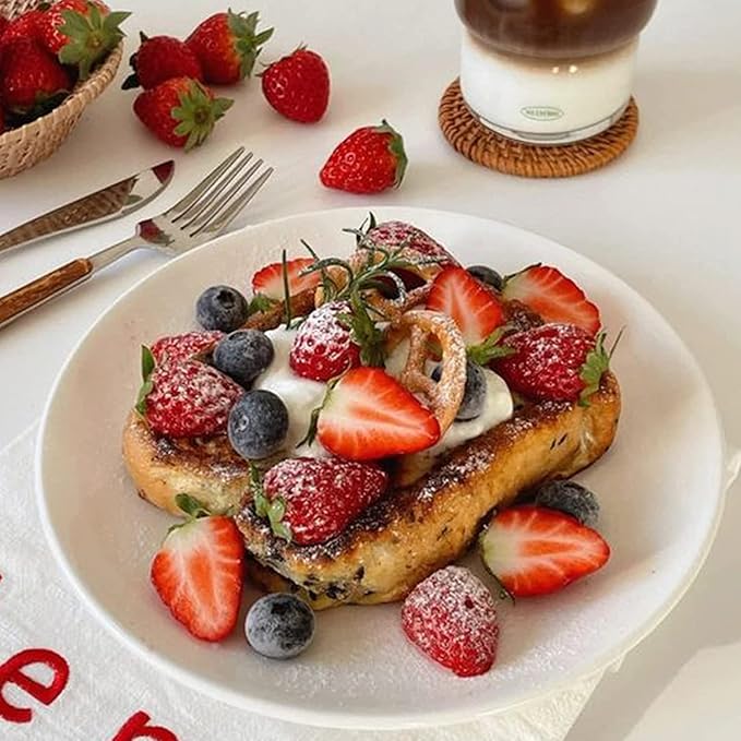 16 Piece Ceramic Appetizer Plates, 5.6 Inch Small Dessert Plates Set, White Round Plates for Bread, Butter, Snack, Lightweight Dinnerware Saucer Sets - Ivory, Oven, Microwave & Dishwasher Safe