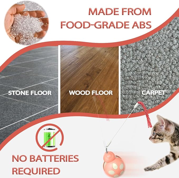 3 in 1 Interactive Cat Toy with Tumbler Cat Toy, Cat Feather Toy, and Cat Food Toy for Indoor Cats - Best Cat Dancer Wire Toy for Training and Iq Increase and Reliving Anxiety