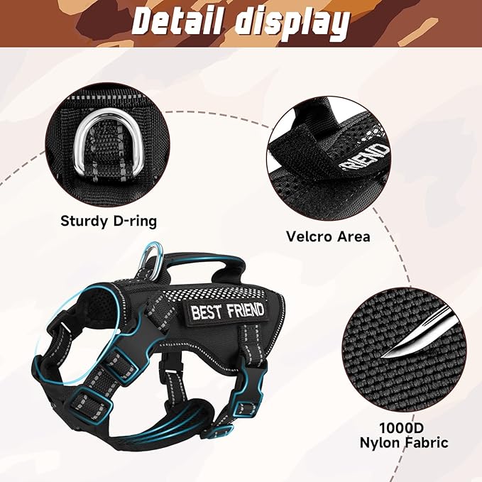 Tactical Cat Harness Leash, Air Mesh Cat Walking Vest Harness Escape Proof, Reflective Large Cat Harnesses with Handle for Adult Fat Cats (ABlack, XL)