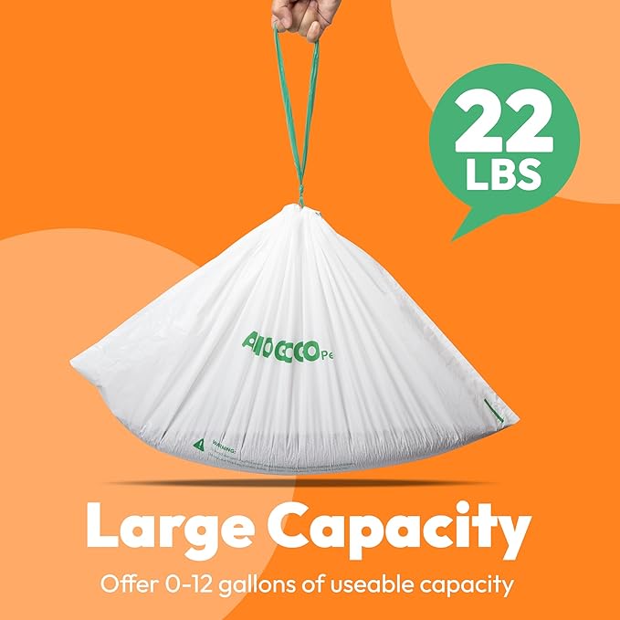 100 Pcs Litter Box Liner Bags, Compatible with Meowant MW-SC01, MW-SC02 and MW-LR01, Automatic Litter Box Heavy Duty Replacement Waste Bags, Drawstring Leak-proof Trash Bags, 18.5" x 12.6"