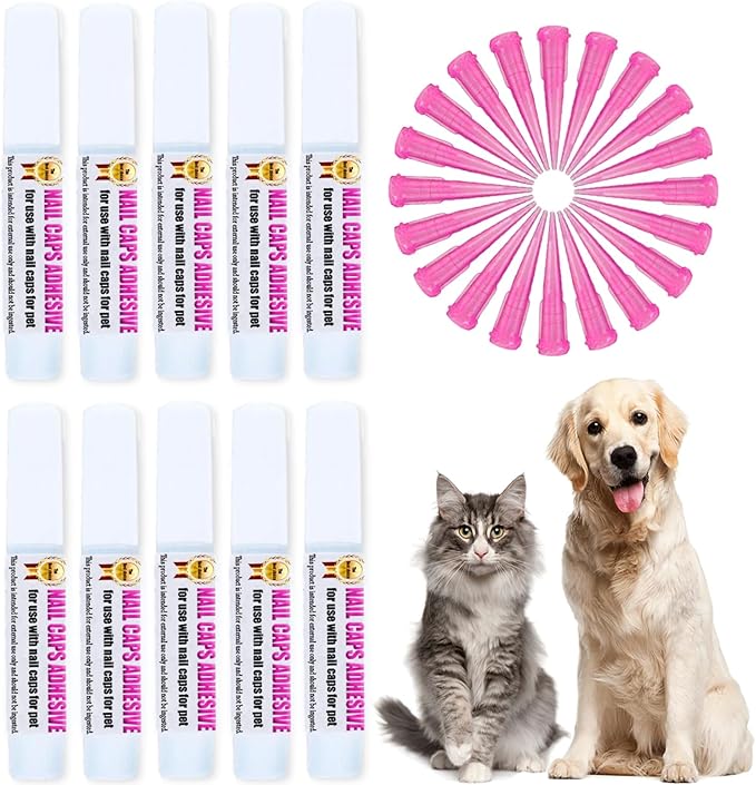 10pcs of Special Pet Nail Adhesive Glues & 20pcs of Applicator Tips for Cat Nail Caps and Dog Nail Caps