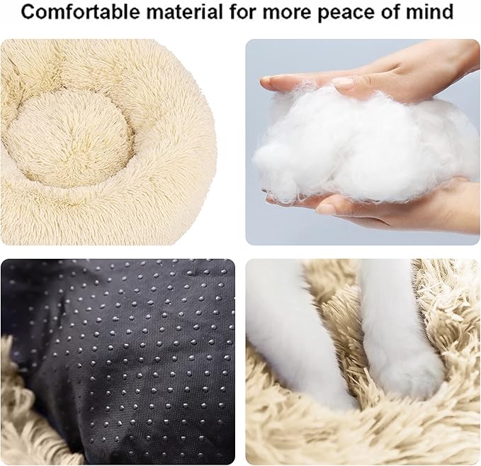 Nisrada Cat Beds for Indoor Cats,24 Inch Dog Bed for Small Melium Large Dogs, Washable-Round Pet Bed for Puppy and Kitten with Slip-Resistant Bottom