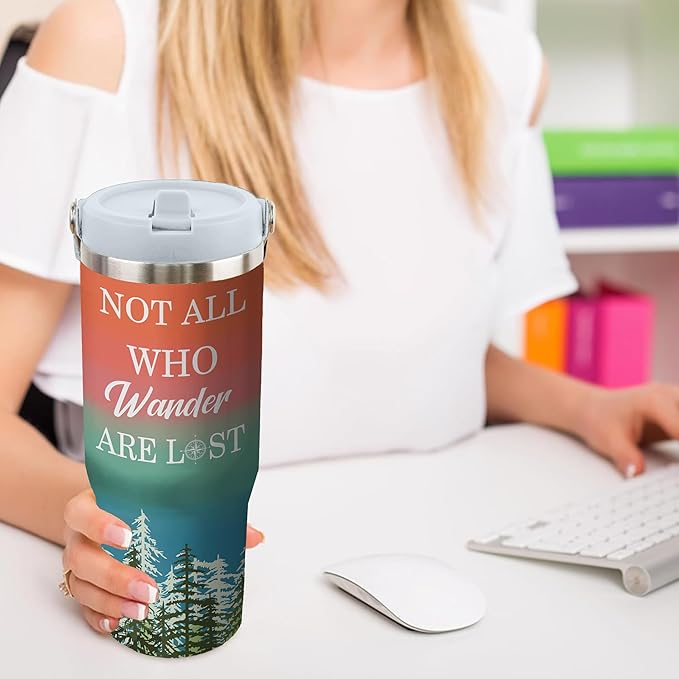 30 Oz Bigfoot Tumbler with Handle and Straw, Insulated Sasquatch Coffee Mug Keeps Drinks Cold & Hot, Double Wall Stainless Steel Wander Cup, Bigfoot Gifts for Men Women, Gifts for Bigfoot Lovers