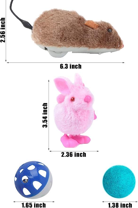 27 Pcs Cat Toys for Indoor Cats - Assorted Variety Pack with Wind-Up Mouse and Chicken, Bell Balls, and Plush Spheres for Endless Active Fun and Engagement