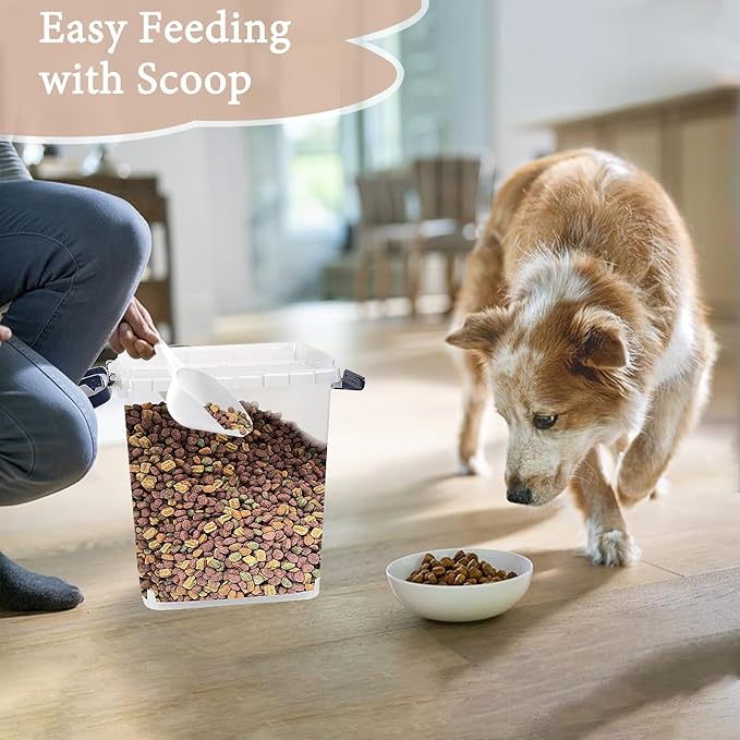 8 Lbs Dog Food Storage Container with Scoop - Airtight Cat Food Container - Buckle-Lock Pet Food Container for Dog, Cat, Bird Seed - Dog Treat Container Dry Food Storage Bin - Royal Blue
