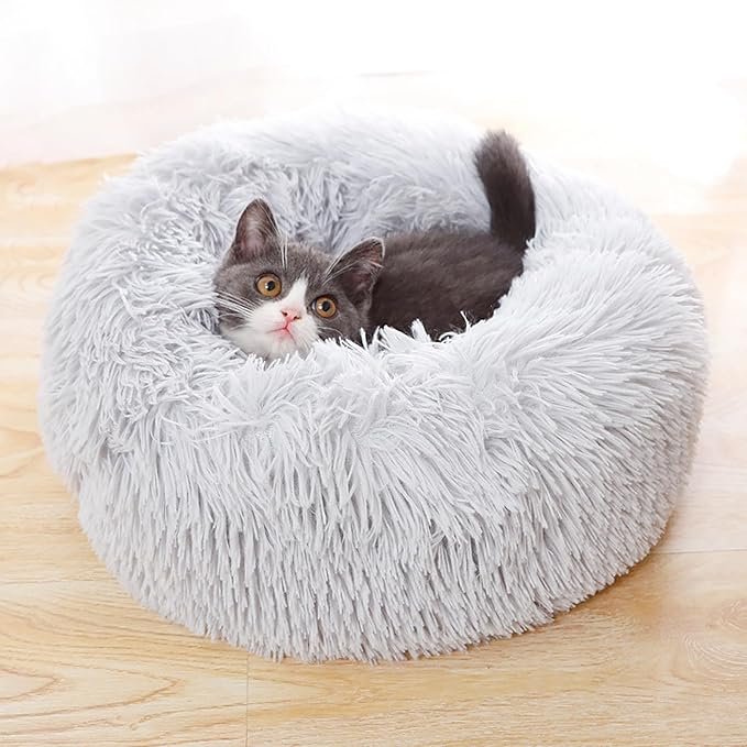 Nisrada Cat Beds for Indoor Cats,15.7 Inch Dog Bed for Small Melium Large Dogs, Washable-Round Pet Bed for Puppy and Kitten with Slip-Resistant Bottom
