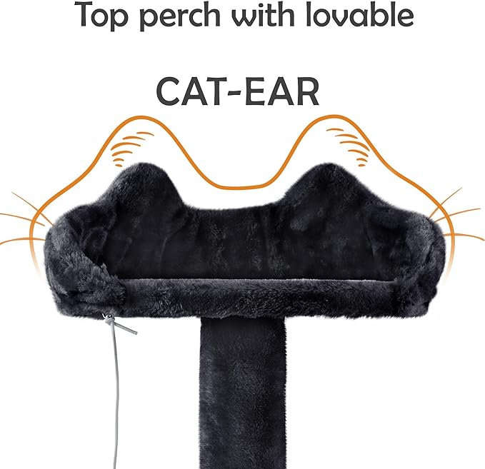 Yaheetech 62in Cat Tree Cat Tower for Indoor Cats, Cat Furniture w/Double Cat Condo, Scratching Posts, Multiple Platforms and Balls for Kittens & Cats, Black