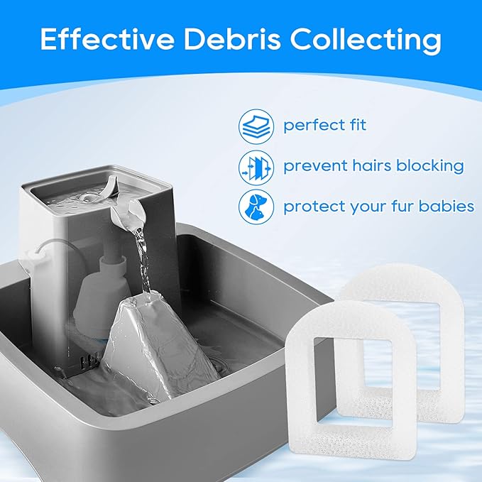 18PCS Cat Water Fountain Filters for Petsafe Water Fountain, for Drinkwell Pet Fountain Filters, Replacement Foam Filters for Drinkwell 360 Pet Fountain Seaside Pagoda 1/2 Gallon Fountains