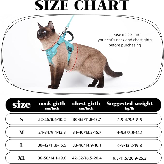 Cat Harness and Leash Set Escape Proof Adjustable Tactical Vest Breathable Kitten Harness with Handle for Walking Reflective Strips Jacket for Dark Night