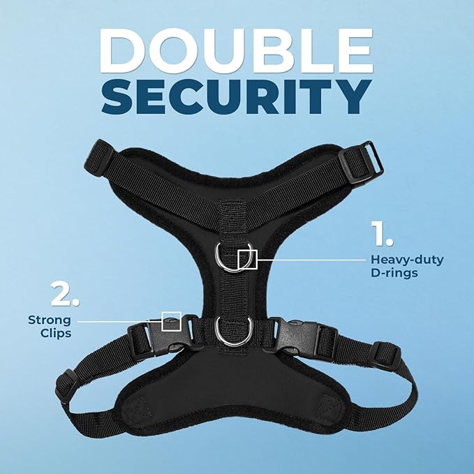 Voyager Step-in Lock Dog Harness w Reflective Dog Leash Combo Set with Neoprene Handle 5ft - Supports Small, Medium and Large Breed Puppies/Cats by Best Pet Supplies - Black, XL