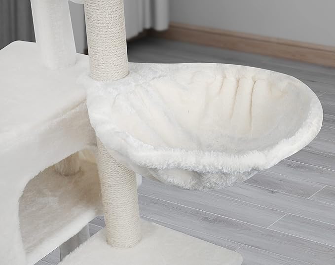 Cat Tree Has Scratching Toy with A Ball Activity Centre Cat Tower Furniture Jute-Covered Scratching Posts,Beige