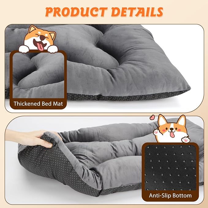 Nobleza Warm Dog Sleep Bed Mat for Cold, Winter Self-Heating Beds Pet Cat Crate Pad Fluffy Comfy Kennel Anti-Slip for Small Medium Dog Kitten, Lightweight Sleeping Dog Travel Mat for Outdoor Indoor