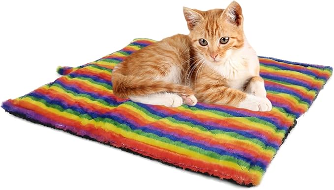 WALOO Pets Self Heating Thermal Cat Mat & Napping Pad (Rainbow)