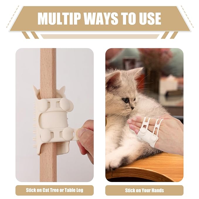 2pcs Cat Brushes, 2-in-1 Self Cleaning Tickling Comb, Pet Tickling Back Scratche Artifact, Cat Corner Scratcher Rubbing Brush, Cat Hair Removal Gloves Brush Shedding for Short Or Long Hair Cats