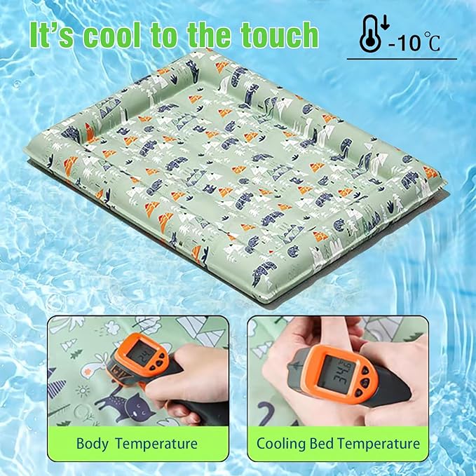 Cat Dog Pet Cooling Mat Cushion Pad Bed Summer Cool Down Comfortable Soft for Pets and Adults (Square Forest, Small)…