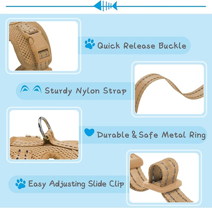 Supet Cat Harness and Leash Set for Small to Large Cats Adjustable Cat Vest Harness with Reflective Trim Universal Cat Leash and Harness for Cats/Puppies