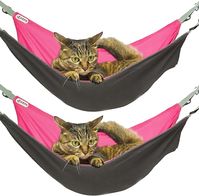 2 Pcs Small Kitty Cat Hammock for Cage,2 Pieces Reversible Cat Hanging Hammock,Cat Hammock Hanging,Washable Soft Outdoor Cat Mat,Waterproof Cooling Kittens Pad for Cats (Large, RedRed)