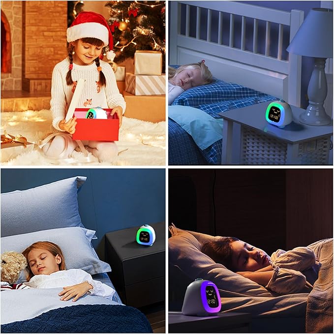 Alarm Clock for Kids, Kids Night Light with 3 Brightness 10 Color Mode Night Light Dual alarm Snooze Mode Sleep Training Adjustable Volume Memory Battery Sleep Timer, Kids gifts for Boys and Girls