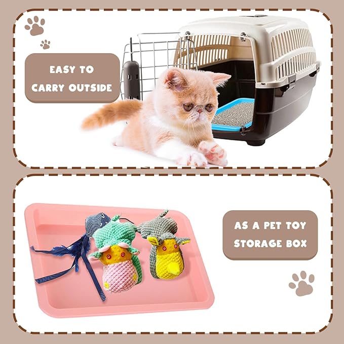 5pcs Kitten Litter Box, Small Cat Litter Box with Scooper, Small Litter Pan Low Entry Shallow Plastic Litter Tray Portable Cat Waste Tray Open Travel Kitten Boxes for Small Pet Rabbit Newborn Cat