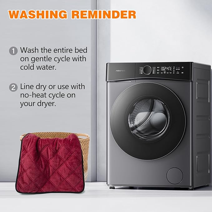 Self Warming Cat Bed, Pet Crate Pad for Indoor and Outdoor, Washable Heating Cat Mat Bed with Non-Slip Bottom for Cats, Puppy and Small Dogs - Deep Red, S:19"x28"