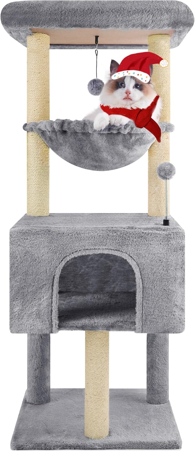 Fashion Design 43.3" Cat Trees with Cat Houses,Grey