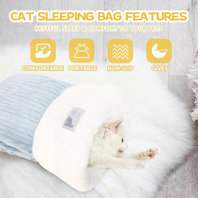 Cat Sleeping Bag,Cat Sleeping Bag for Indoor Cats,Sleeping Bag for Cats,Cozy Cat Sleeping Bag,Cat Sleeping Bag for Indoor Cats Large Adult,Cat Winter Sleeping Bag(Large/21 * 18")