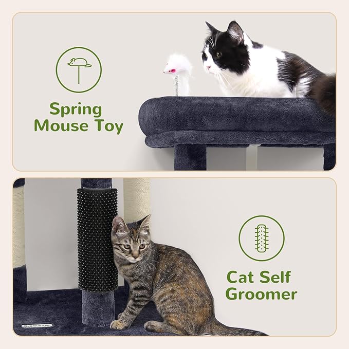 F46B Cat Tower for Indoor Cats | 46-Inch Sturdy Cat Condo for Multiple Adult Cats with Multiple Large Platforms, Hammock, and Anti-Tip Kit | Premium Quality Materials, Dark Gray