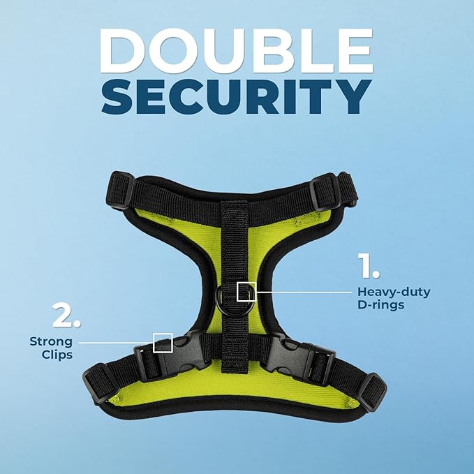 Voyager Escape Proof Cat Harness and Leash Set with Reflective Stitching, Neoprene Handle 5ft - Supports Small, Medium and Large Cats, Kittens for Walking by Best Pet Supplies - Black Trim-Lime, XXS