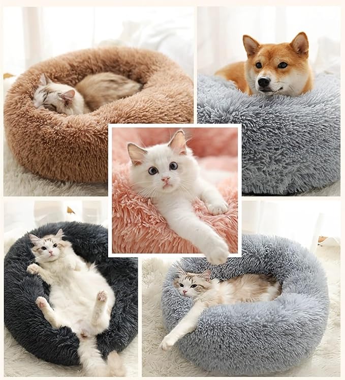 Nisrada Cat Beds for Indoor Cats,24 Inch Dog Bed for Small Melium Large Dogs, Washable-Round Pet Bed for Puppy and Kitten with Slip-Resistant Bottom