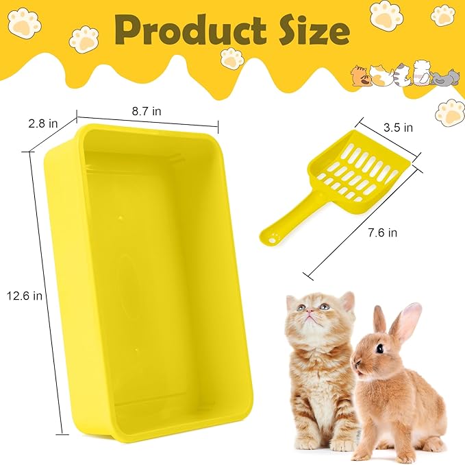 5 Pcs Kitten Small Litter Box Set, Open Cat Litter Box with 5 Scooper Medium，Cat Litter Box Large Portable Litter Box for Small Pet Kitty Supplies Little Cat 12.6 x 8.7 x 2.8 Inch
