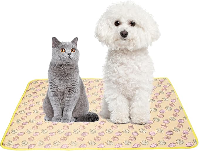 NACOCO Pet Cooling Mat Cat Dog Cushion Pad Summer Cool Down Comfortable Soft for Pets and Adults (L, Yellow)