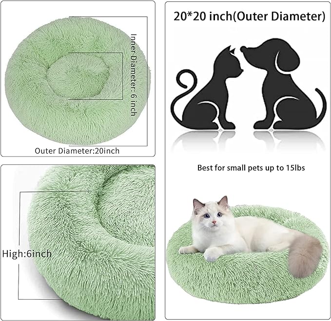 Nisrada Cat Beds for Indoor Cats,20 Inch Dog Bed for Small Melium Large Dogs, Washable-Round Pet Bed for Puppy and Kitten with Slip-Resistant Bottom