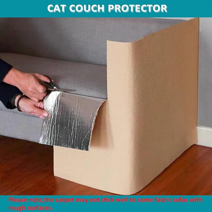 Cat Scratch Furniture Protector,78.7"x15.8" Asisumption Cat Scratching Mat self-Adhesive,Cat Carpet remnants,Replacement Parts for Cat Tree,DIY Climbing Cat Scratcher(Beige)