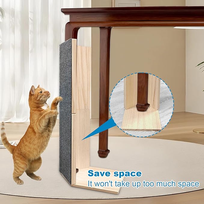24" Tall Couch Corner Scratching Post with 3Pcs Replaceable Self-Adhesive Cat Scratching Post Carpet, Cat Scratch Pad Mat- Stylish Indoor Cat Scratcher Board Furniture Protector