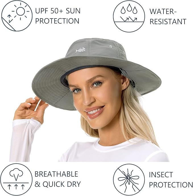 BASSDASH UPF 50+ Mosquito Sun Hat with Hidden Head Net and Neck Flap for Men Women Outdoor Fishing Hiking Camping FH16