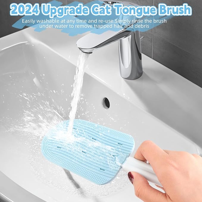 2PCS Cat Tongue Comb,Cat Tongue Brush,2024 New Cat Grooming Brush,Cat Grooming Brush for Indoor Cats,Cute Cartoon Ice Cream Cat Fur Remover Comb for Cats Grooming Easily Removes Fur Reducing Hairballs