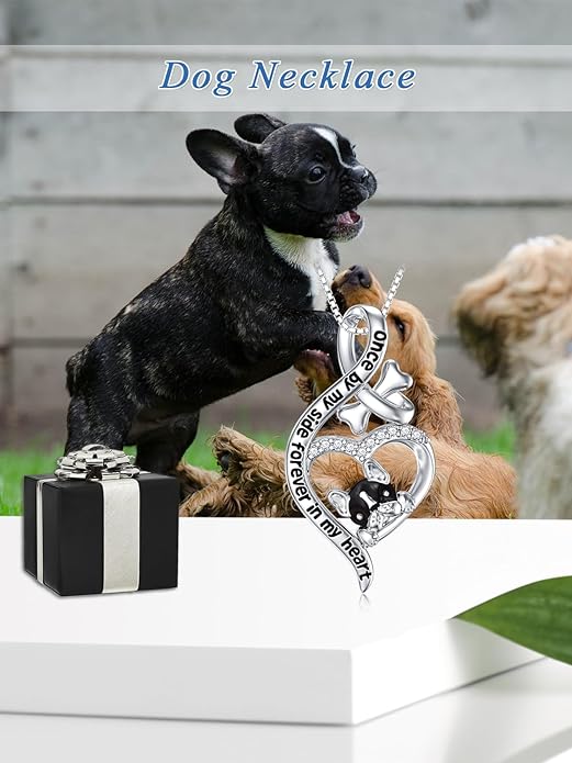 925 Sterling Sliver Yorkshire/Corgi/Labrador/Pug/Bulldog/Paw Print/Cross Necklace Cute Puppy Dog Necklace Jewelry Birthday Gifts for Women Girls Dog Lovers